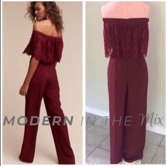 BHLDN Theia Mila Jumpsuit in Wine Size 0 - Picture 7 of 8